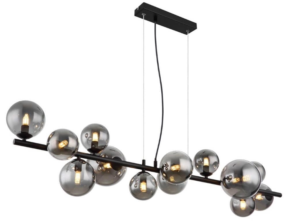 Design pendant lamp Riha black with smoke glass