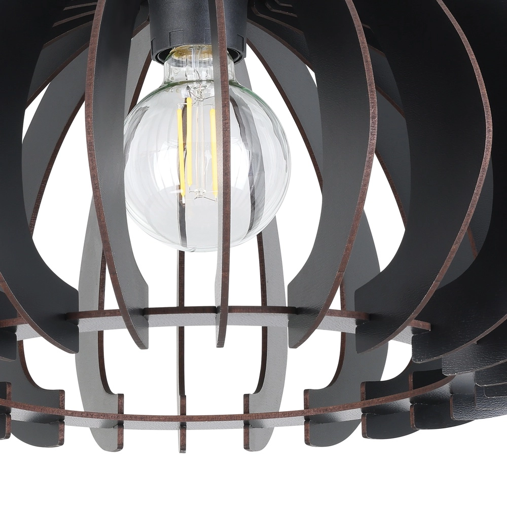 Wooden ceiling lamp Cossano 3 black - Ø 45cm Eglo 9008606291380