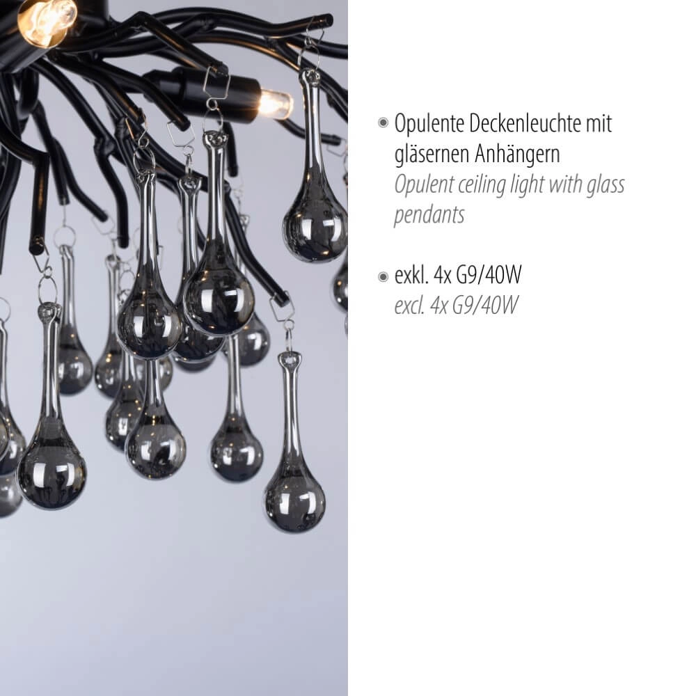 Chandelier Icicle black 60cm Paul Neuhaus 4012248377574