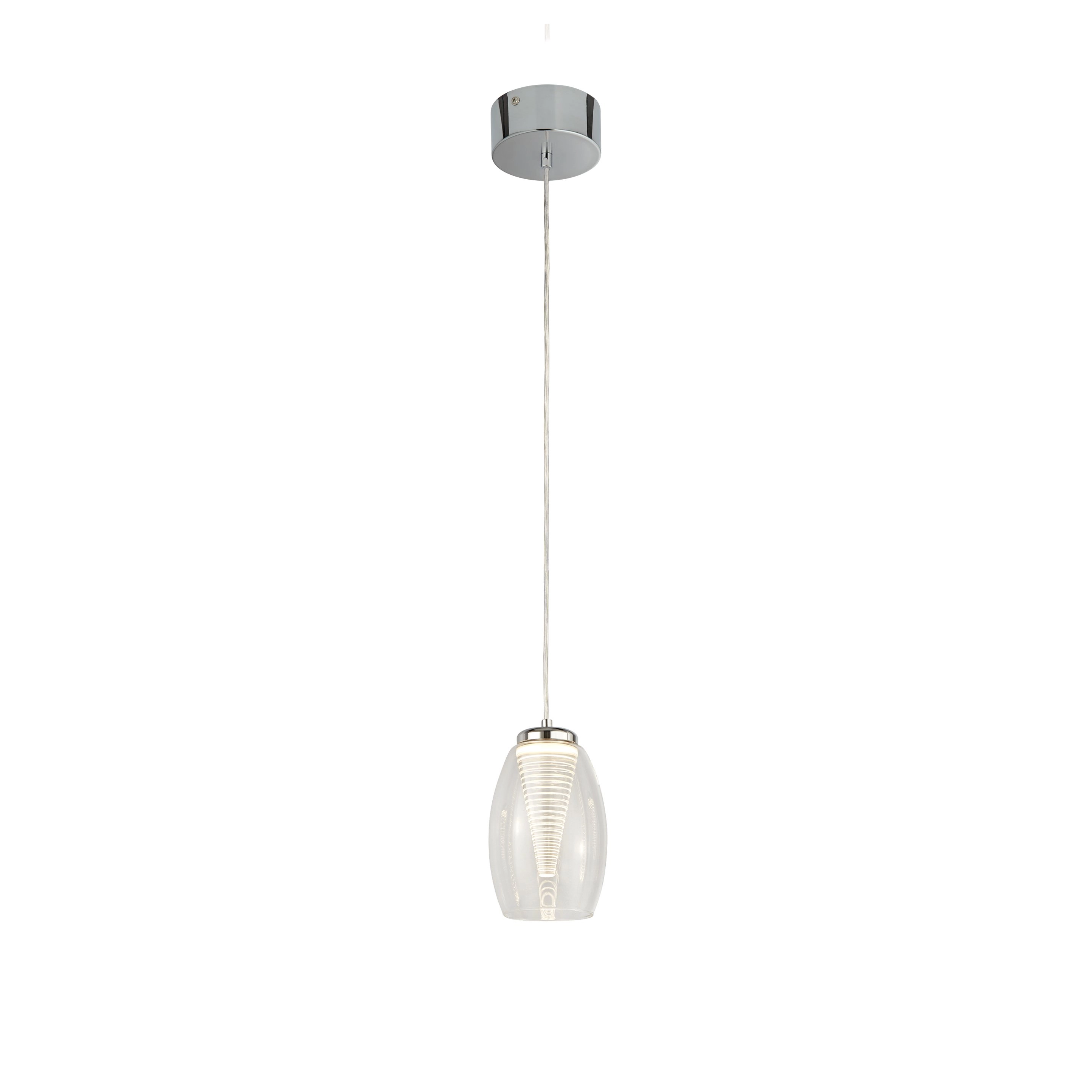 Modern pendant lamp Cyclone chrome with clear glass Searchlight 5053423174495