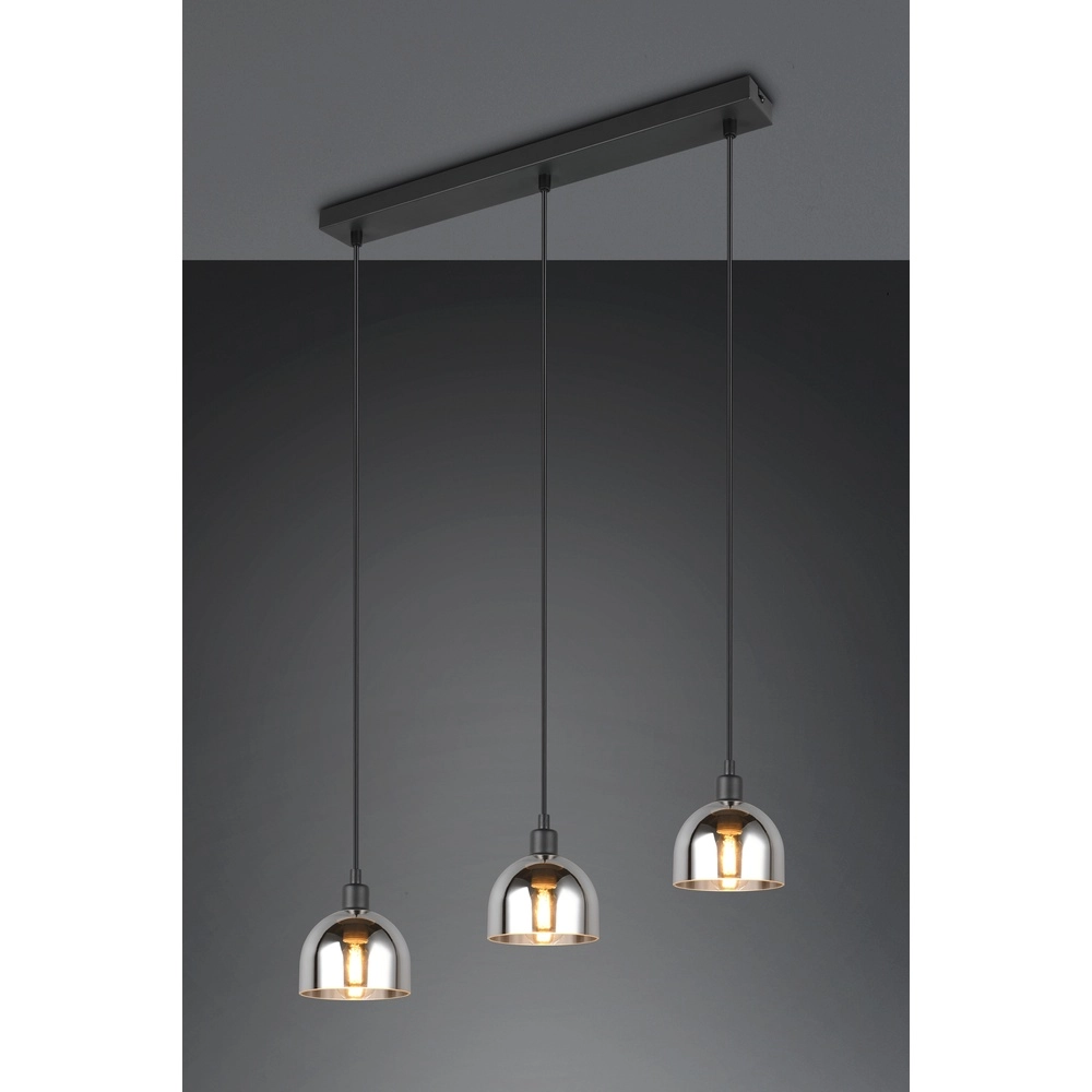 Black pendant lamp Molly 3-light white glass Trio 4017807618082