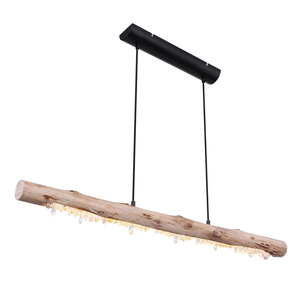 Dining table pendant lamp Felicitas black with wood