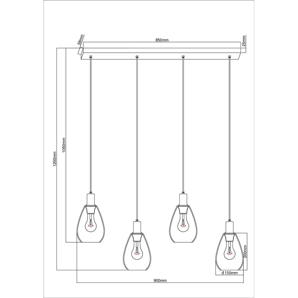 Pendant lamp Fanni 4-light black Globo 9007371436613