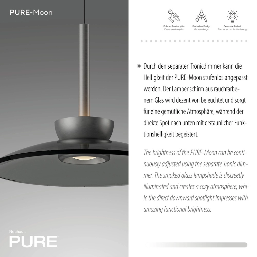 Pendant lamp Ø 32cm Pure Moon with smoke glass Paul Neuhaus 4012248386293