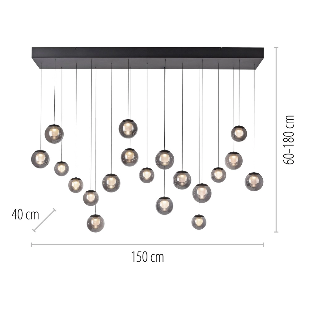 19-light pendant lamp Pure Popup mystic grey Paul Neuhaus 4012248396698