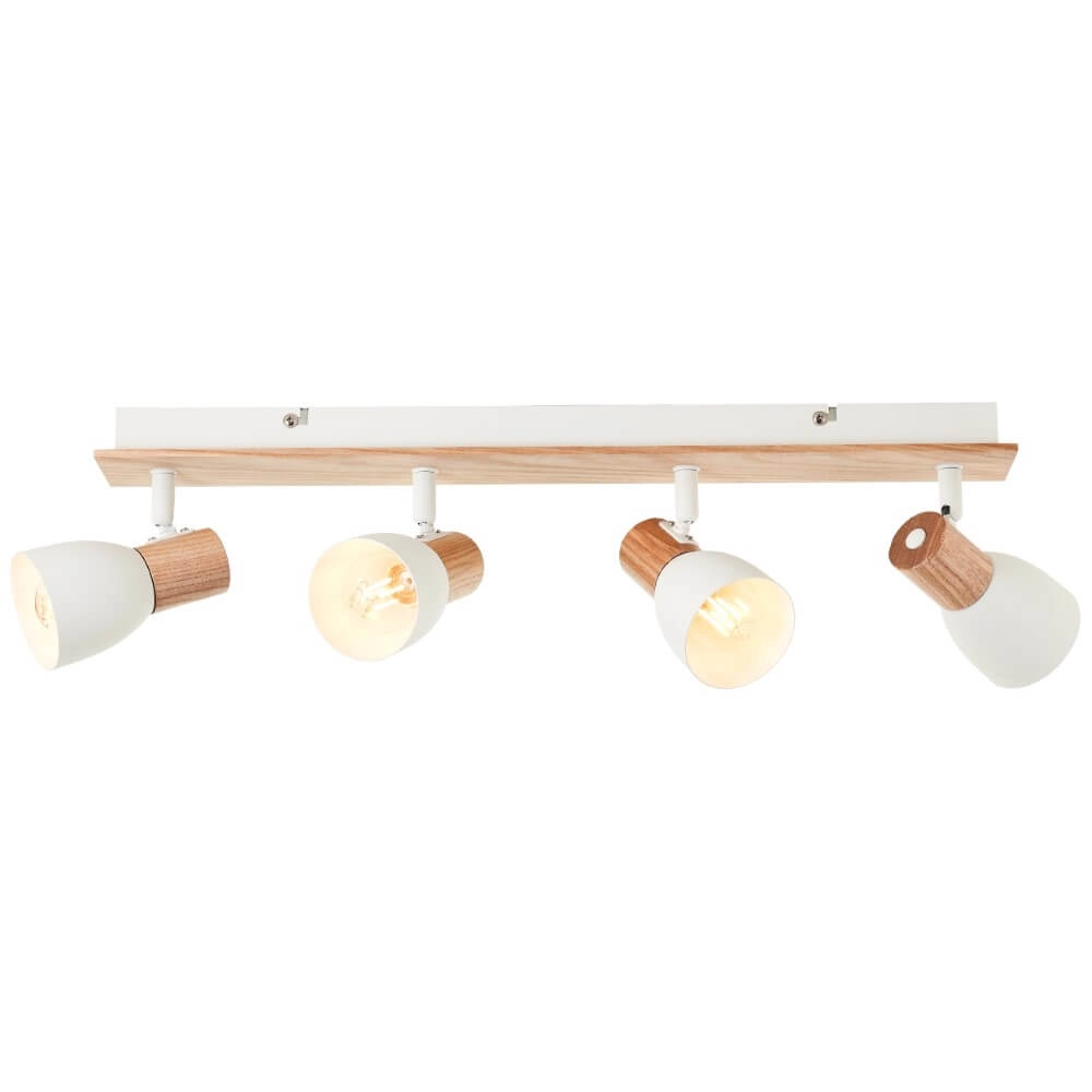 Ceiling lamp Daintree 4-light white with wood Brilliant 4004353413452