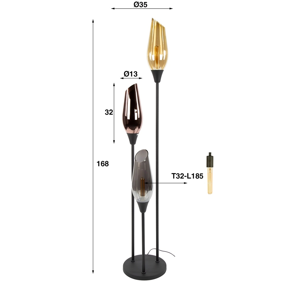 Glass floor lamp Cocoon 3x E27 - 168cm Lyora 8716803511866