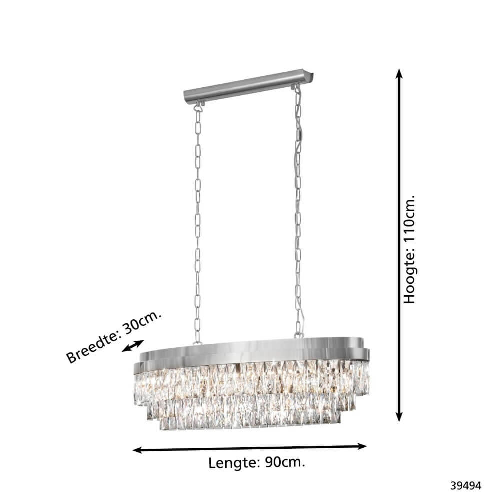 Dining room chandelier Valparaiso 1 chrome 90cm Stars of Light 9002759394943