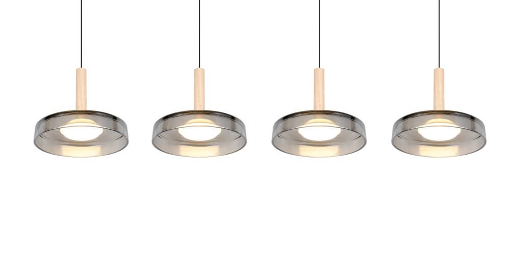 4-light LED pendant light Celeste smoke glass Trio 4017807616903