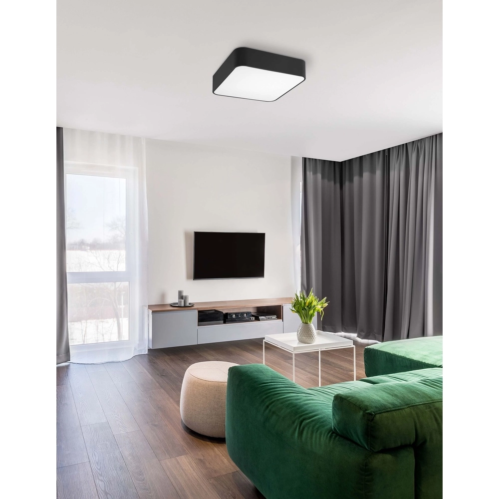 Square ceiling lamp Ragu black 36cm