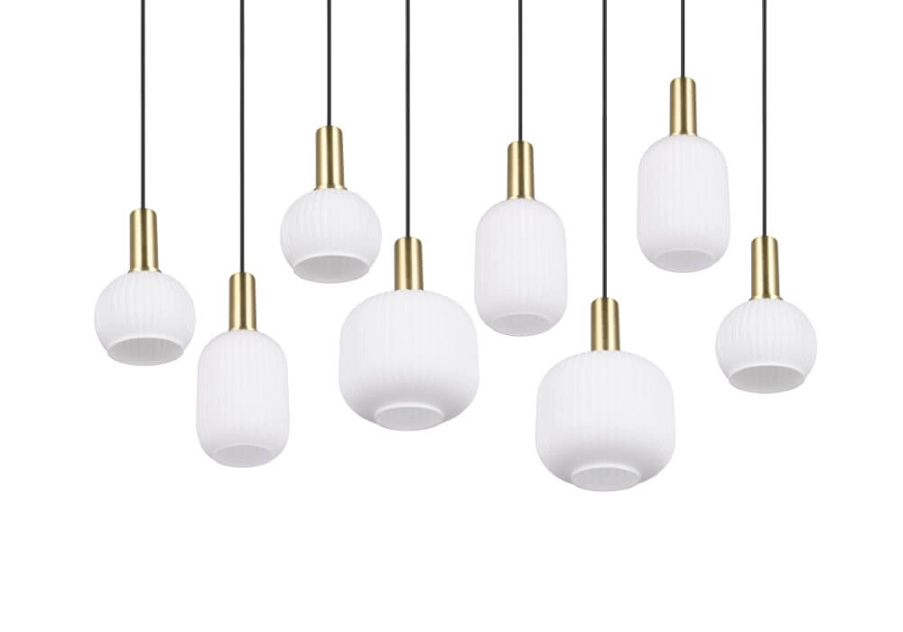 Dining room pendant lamp Diva 8-light - white glass Trio 4017807614527