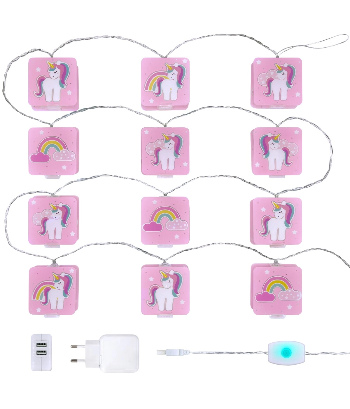 String lights Unicorns pink for children's room Dalber 8420406415956