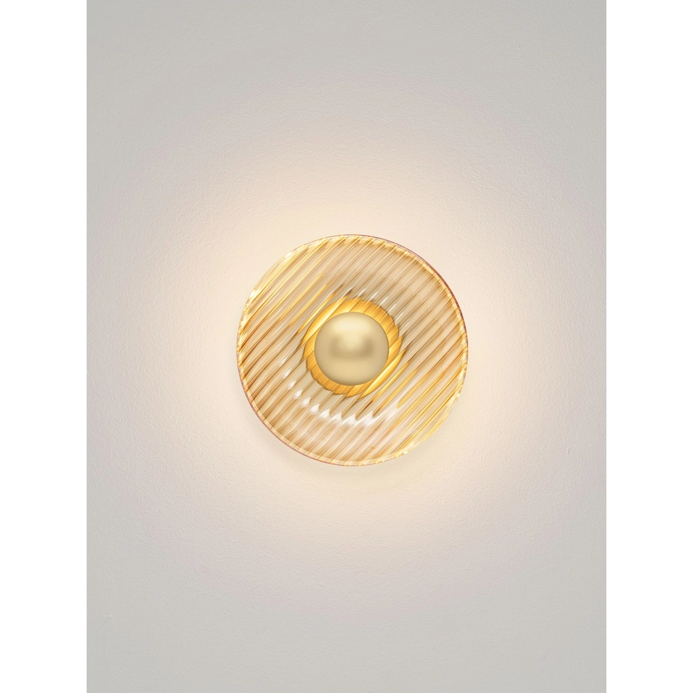 Wall lamp Lavina gold with amber glass Ø 25cm Lyora 5212063501416