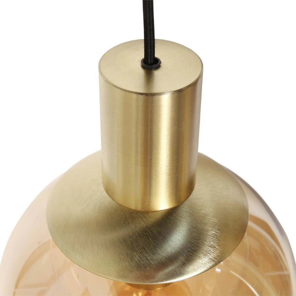 Dining table hanging lamp Bollique gold with amber glass Steinhauer 8712746172980