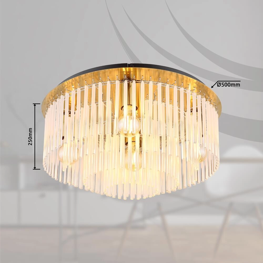 Golden ceiling lamp Gorley with glass Ø 50cm Globo 9007371458806