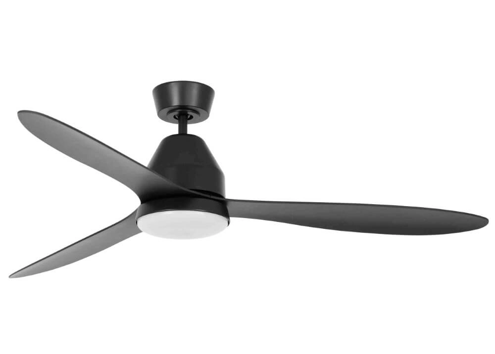 Black ceiling fan with lamp Whitehaven Ø 143cm IP55