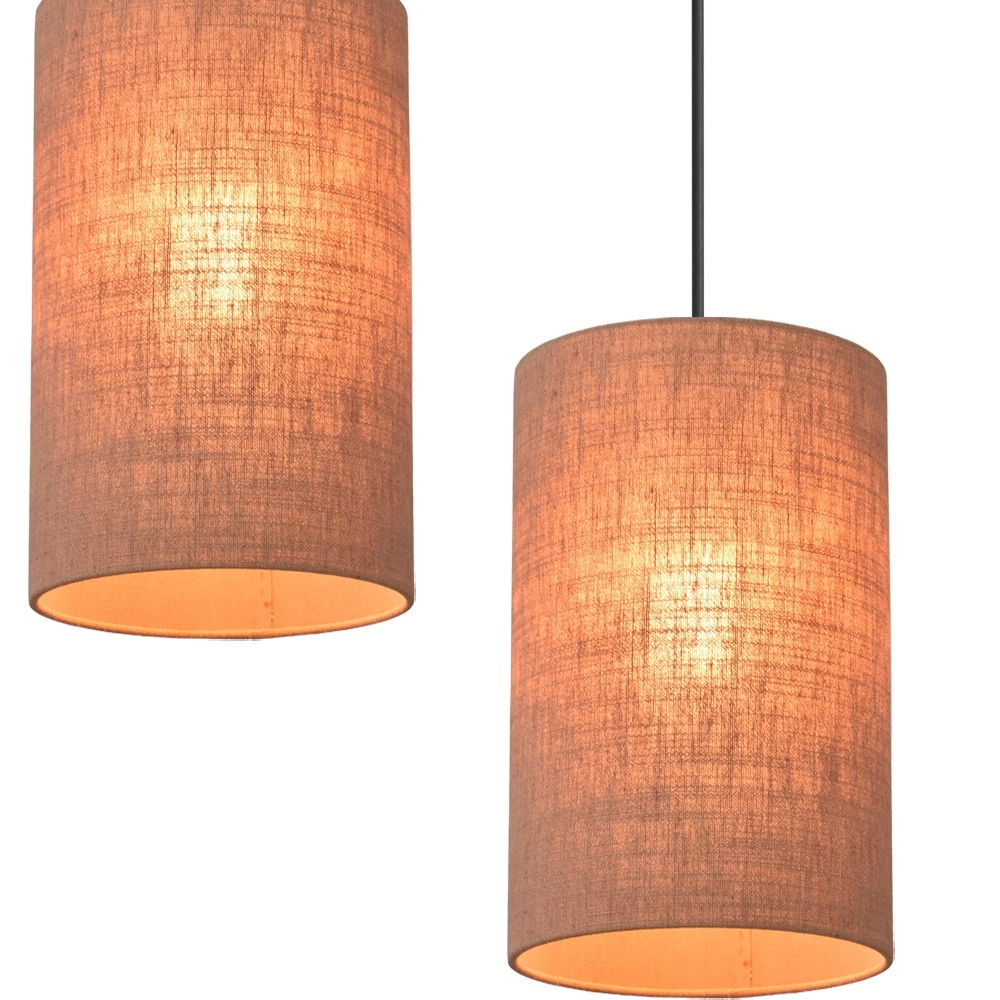6-light pendant lamp Lisbourg Black with tan beige hood Masterlight