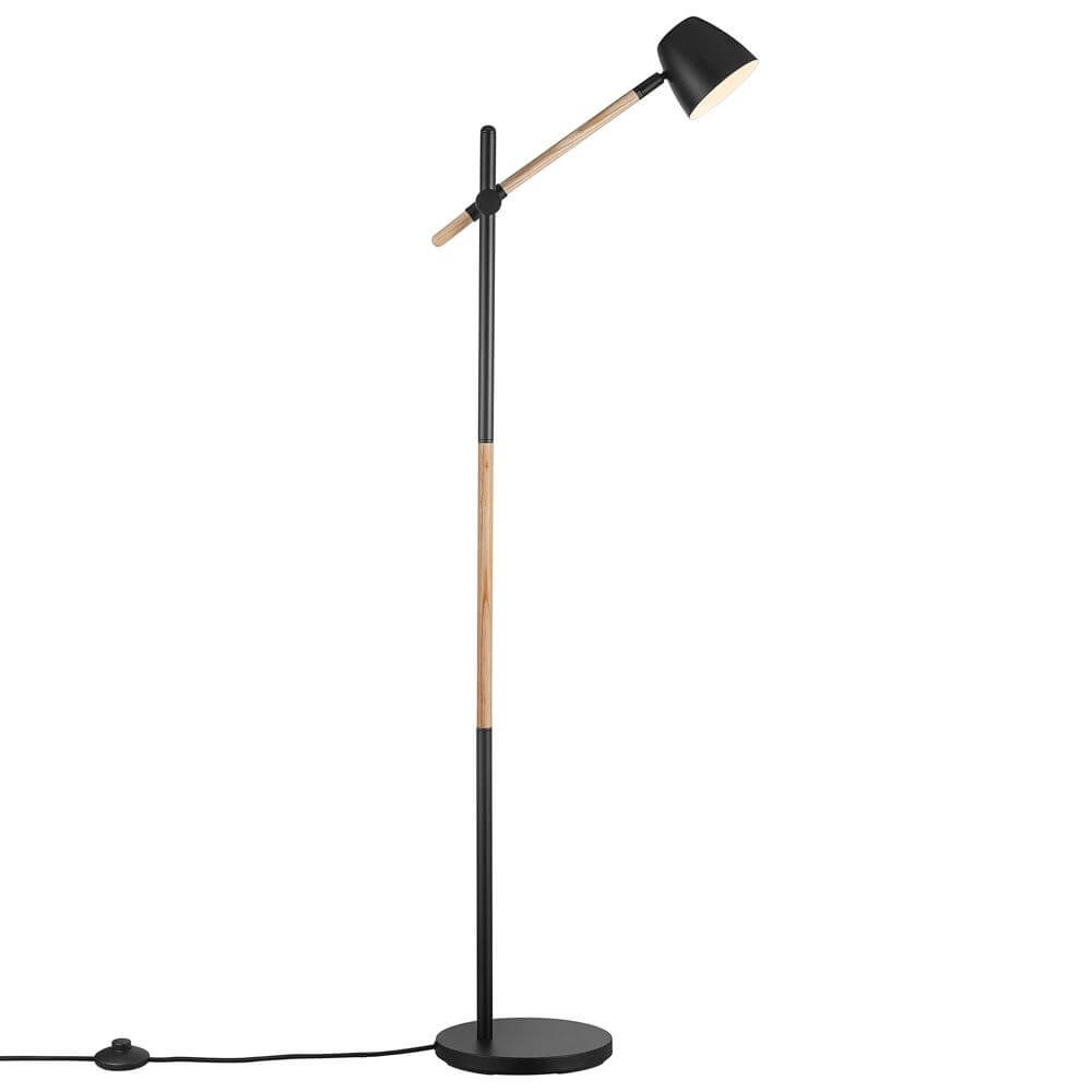 Floor lamp Theo black with wood