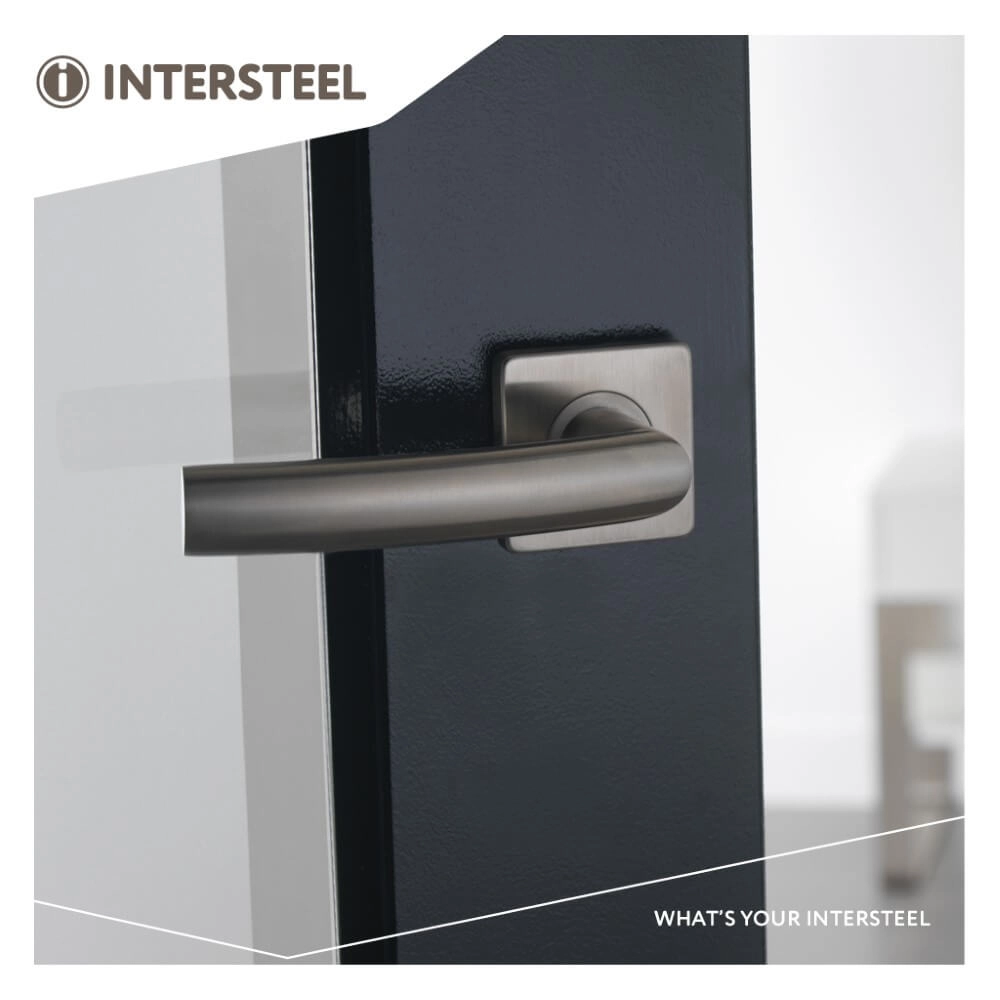 Door handle Blok square rosette stainless steel Intersteel 8714186127896