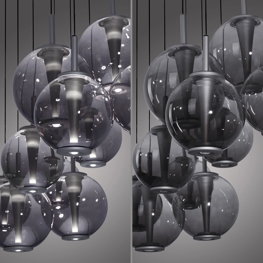 Pendant lamp Pure E-Infinty Mystic Grey with smoke glass Paul Neuhaus 4012248397862