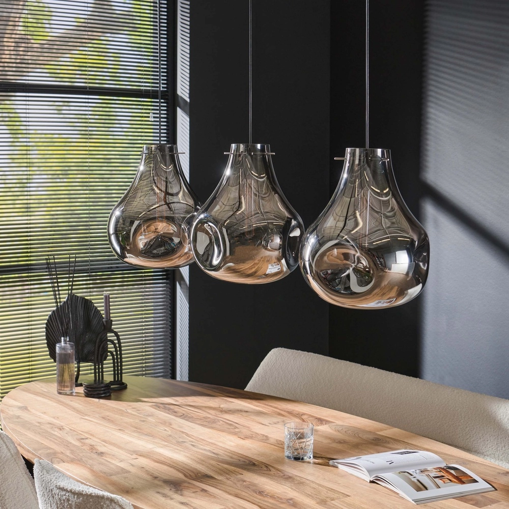 Smoke Glass Pendant Light Dent 3-light