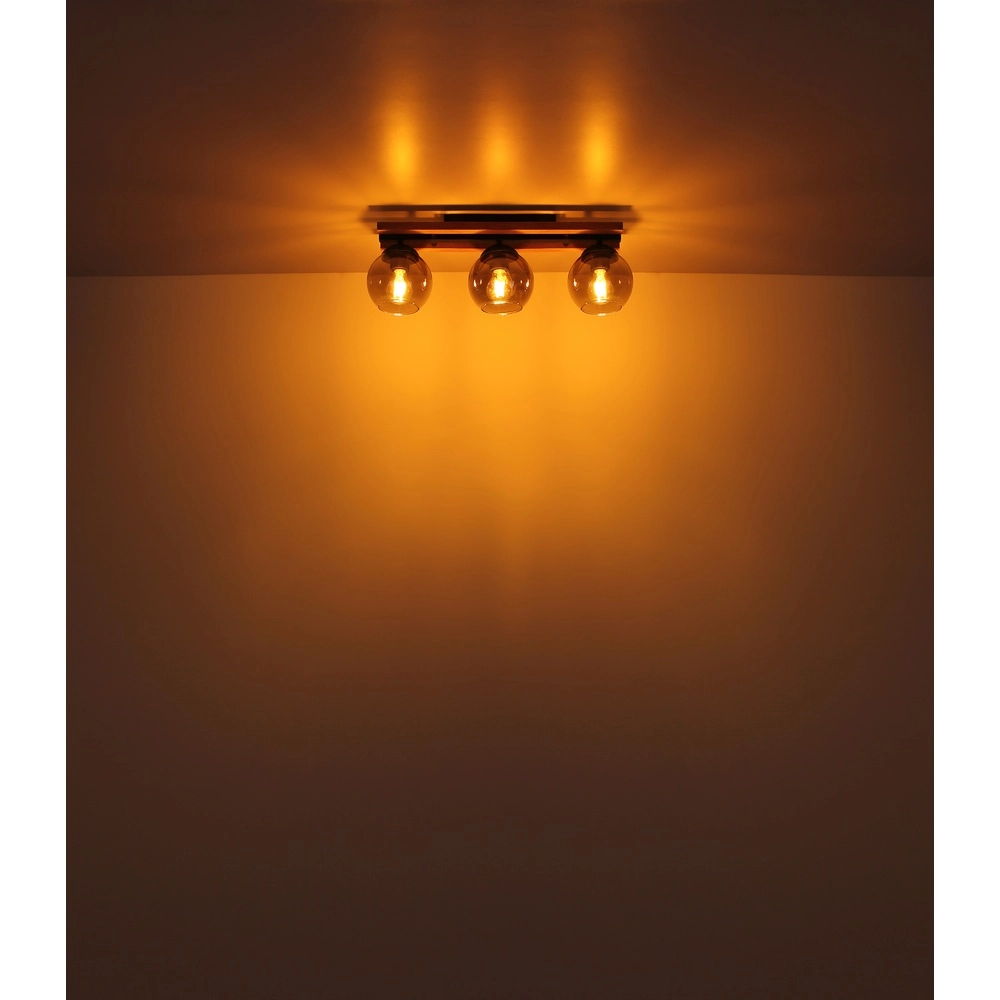 3-light ceiling lamp Conni black with wood Globo 9007371448739