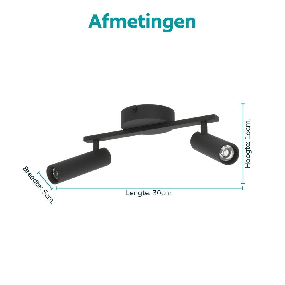 Surface-mounted spot Valproto 2-light black Eglo 9008606390366