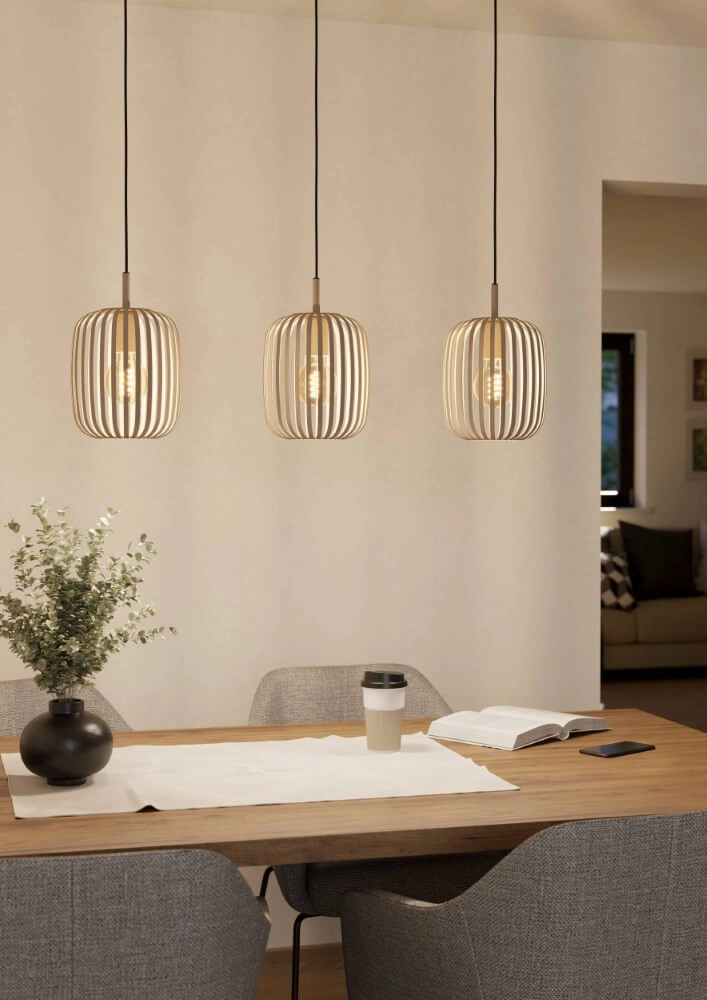 Sand brown pendant lamp Romazzina 3-light Eglo 9008606244317