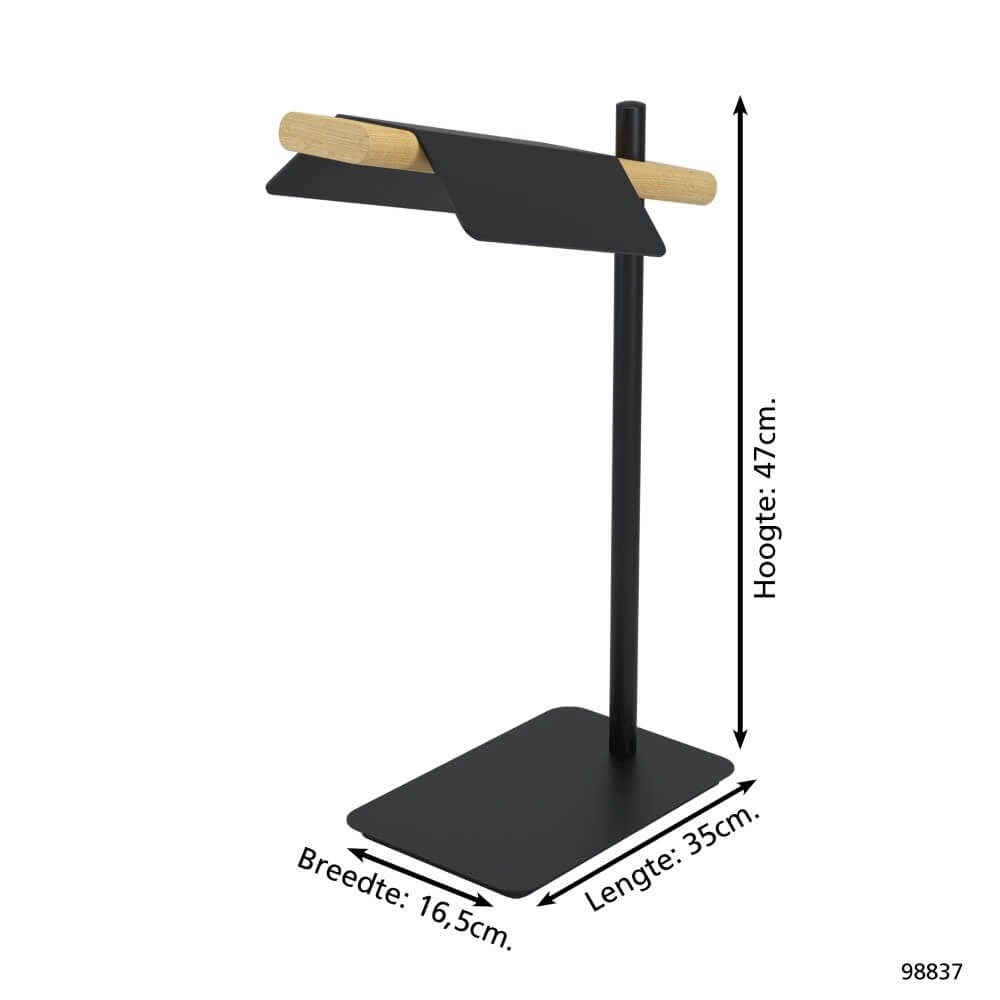 Desk lamp Ermua black with wood Eglo 9002759988371