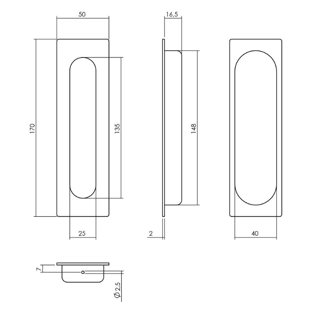 Sliding door handle straight Alvro 17x5cm stainless steel Intersteel 8714186167731