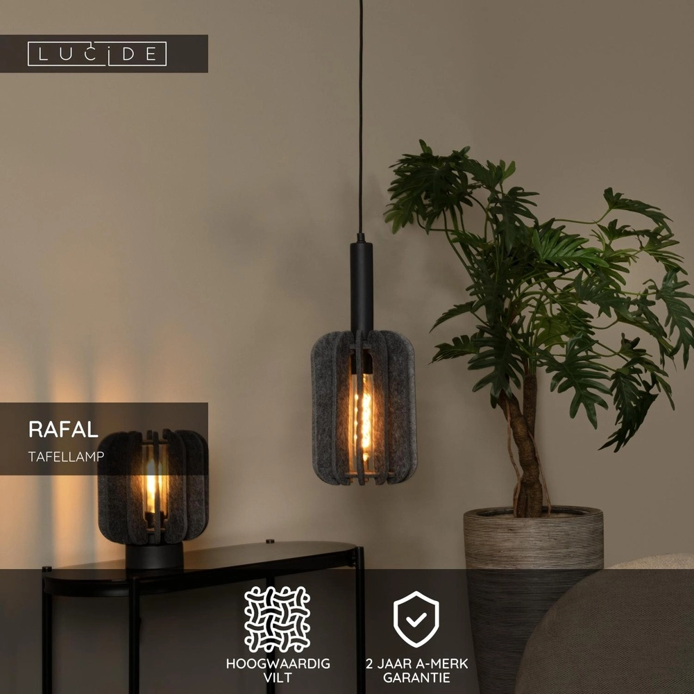 Sleek table lamp Rafal black with gray Lucide 5411212452795