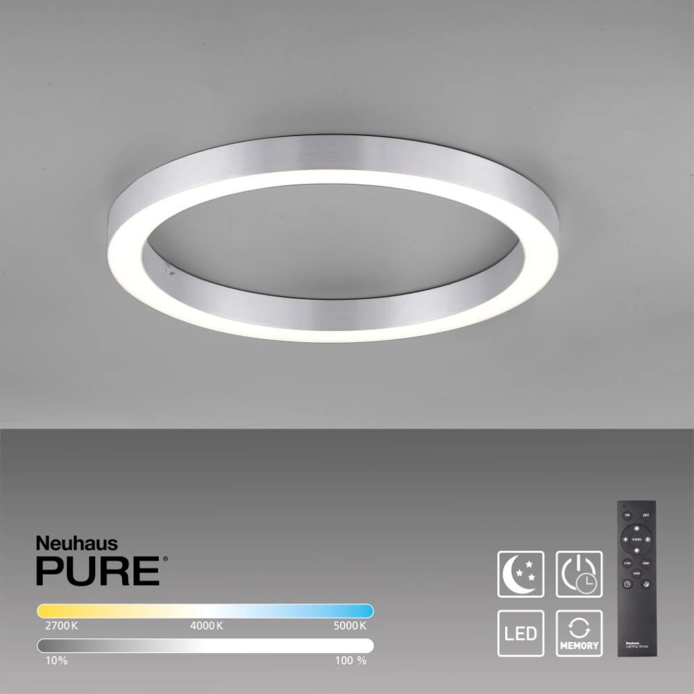 Round floor lamp Pure Lines Round Ø 50cm aluminum Paul Neuhaus 4012248375860