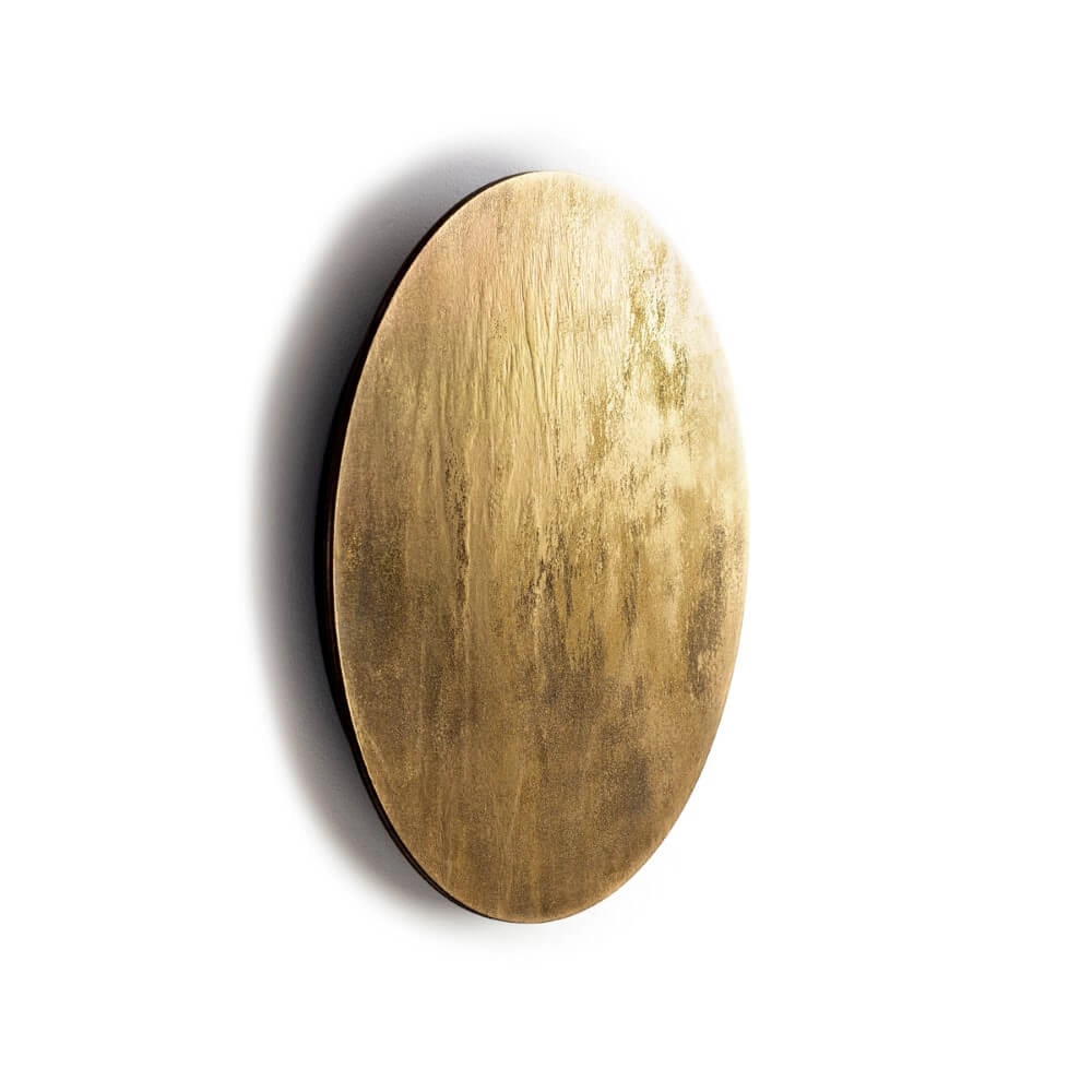 Gold wall lamp Ring Led Wood L