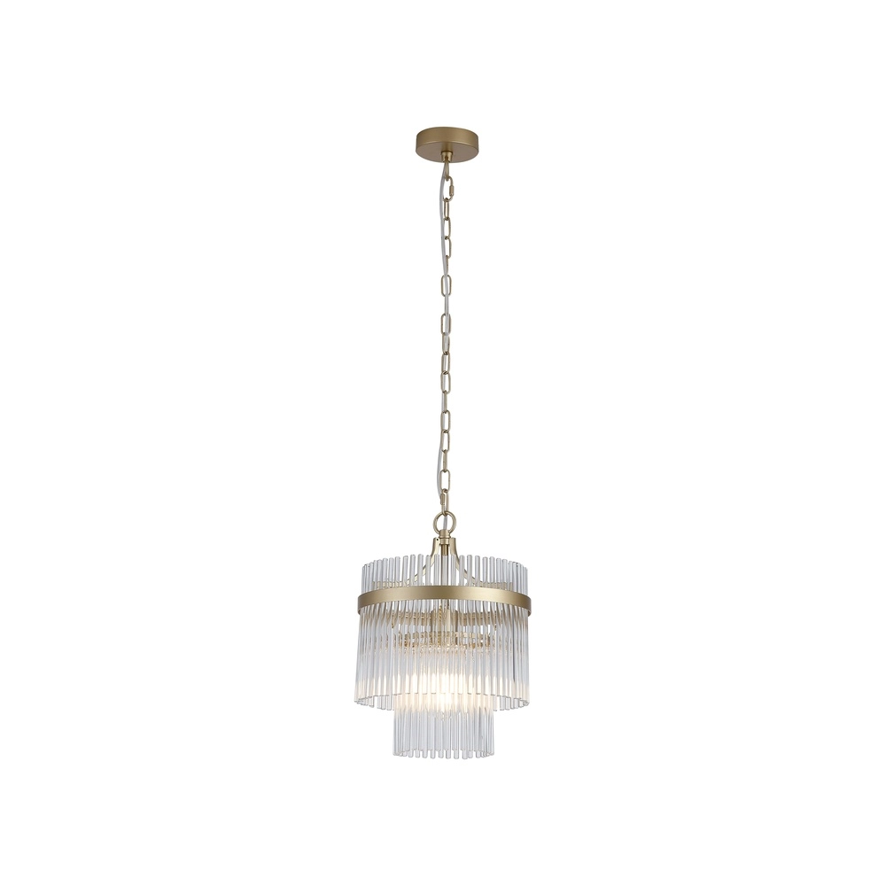 Pendant lamp Lara gold with clear glass Ø 26cm