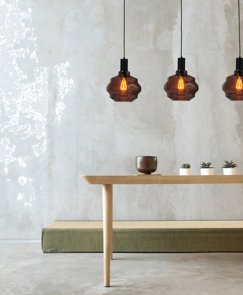 3-light hanging lamp - black - Porto with Ball red glasses - Ø 24cm Masterlight 8718121269474