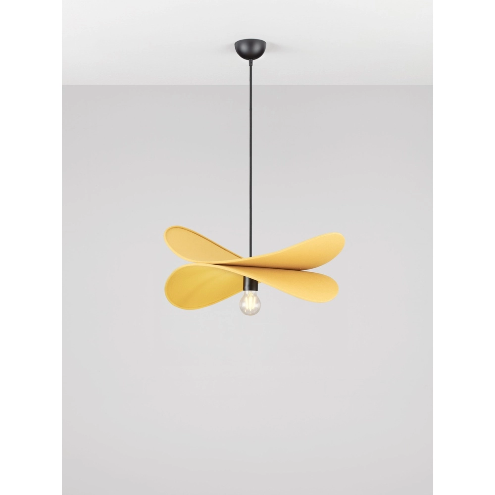 Modern pendant lamp Luve black with yellow Lyora 5212017493705