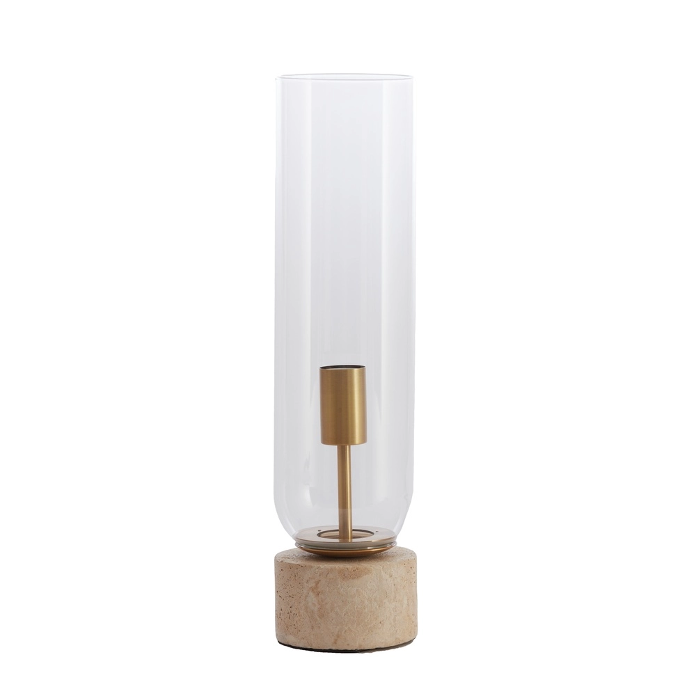 Glass table lamp Rylano 47cm - with travertine