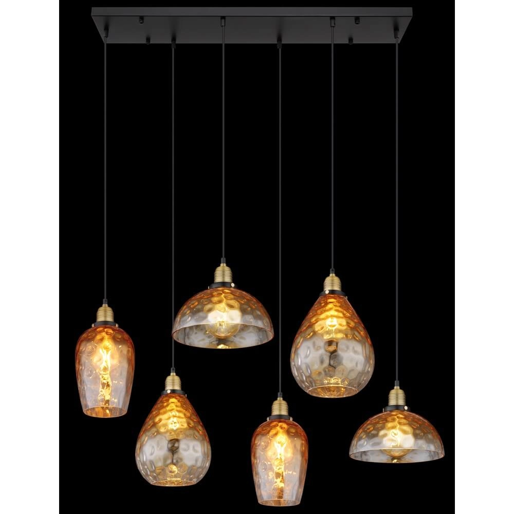 6-light pendant lamp Salvy Amber Glass Honeycomb Globo 9007371445608