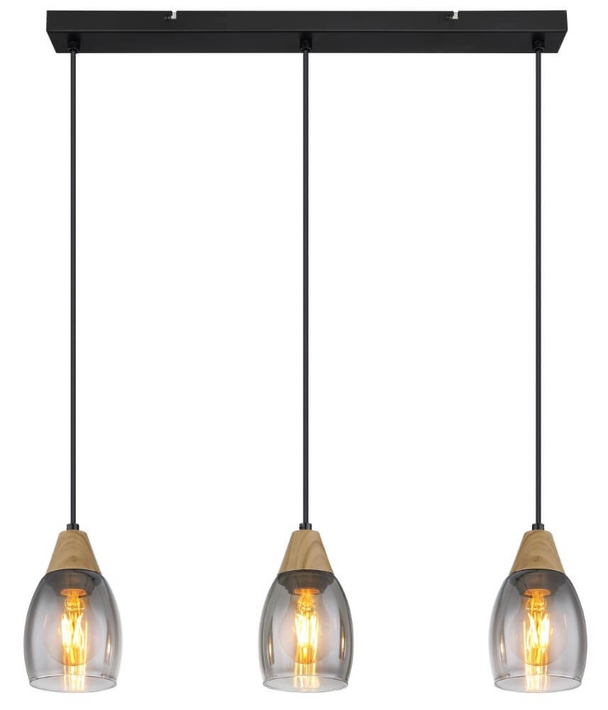 3-light pendant lamp Reid smoke glass Globo 9007371441730