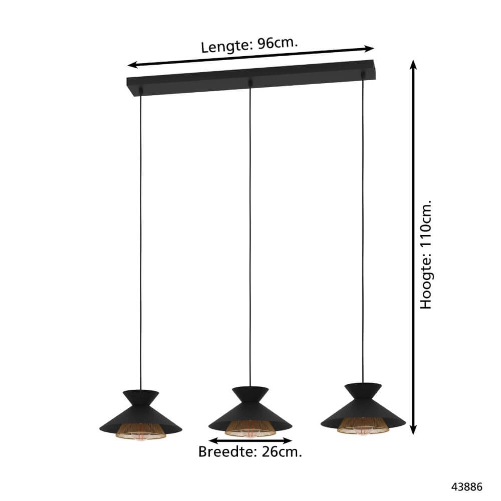 Dining room pendant lamp Grizedale 3-light Eglo 9002759438869