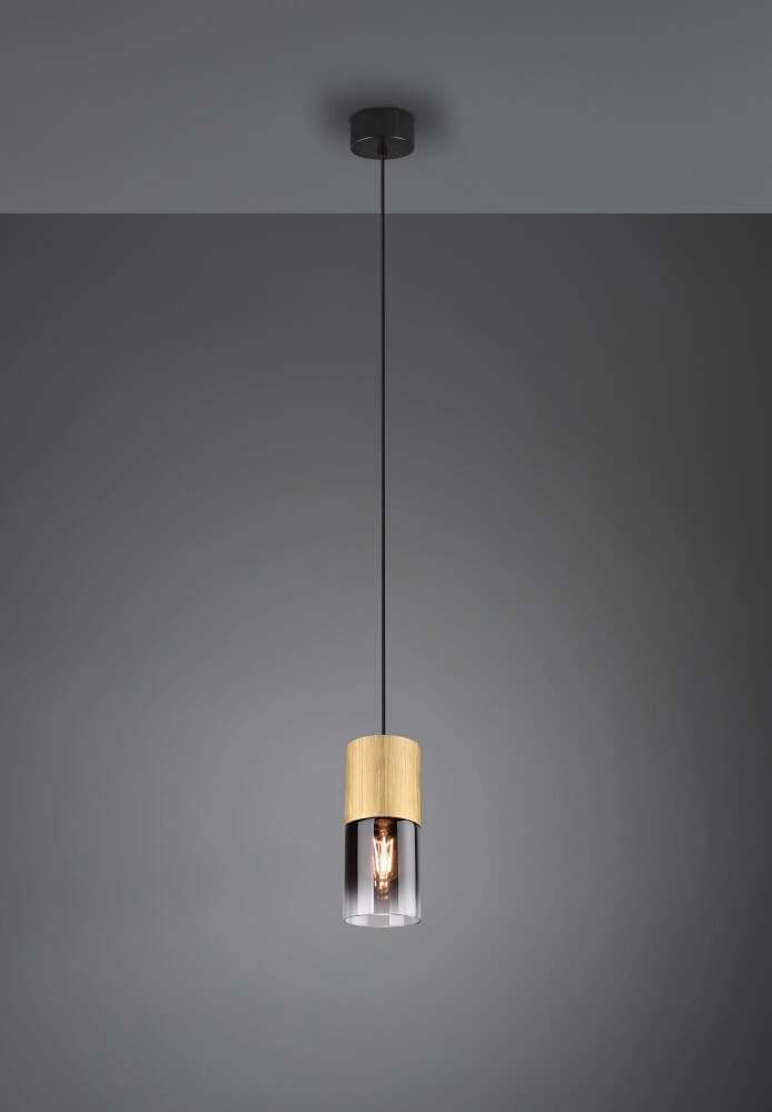 Hanging lamp Robin pendant wood with black Trio 4017807507478