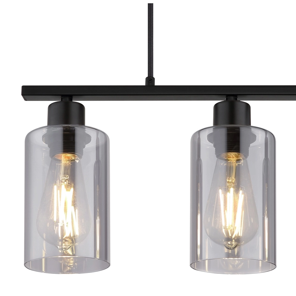 Pendant lamp Hadera 3-light black with smoke glass Globo 9007371578689