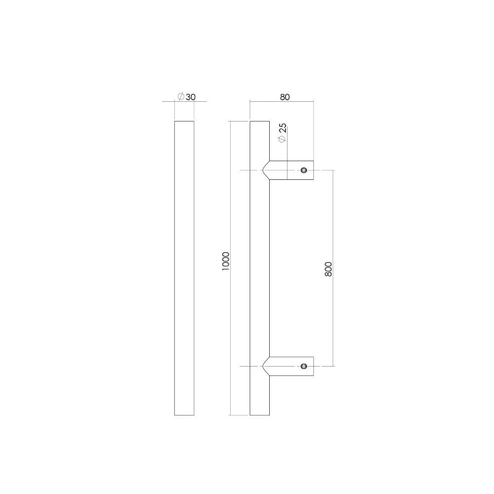Door handle T-shape Gripon 100x8cm Stainless Steel