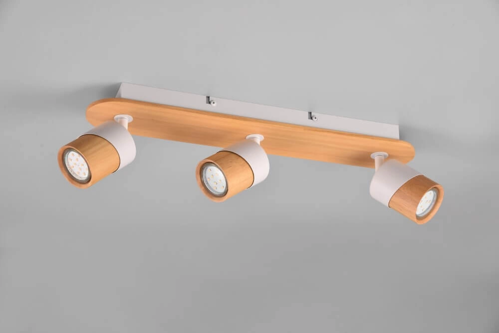 Ceiling lamp wood with white Aruni 3-light Trio 4017807565676