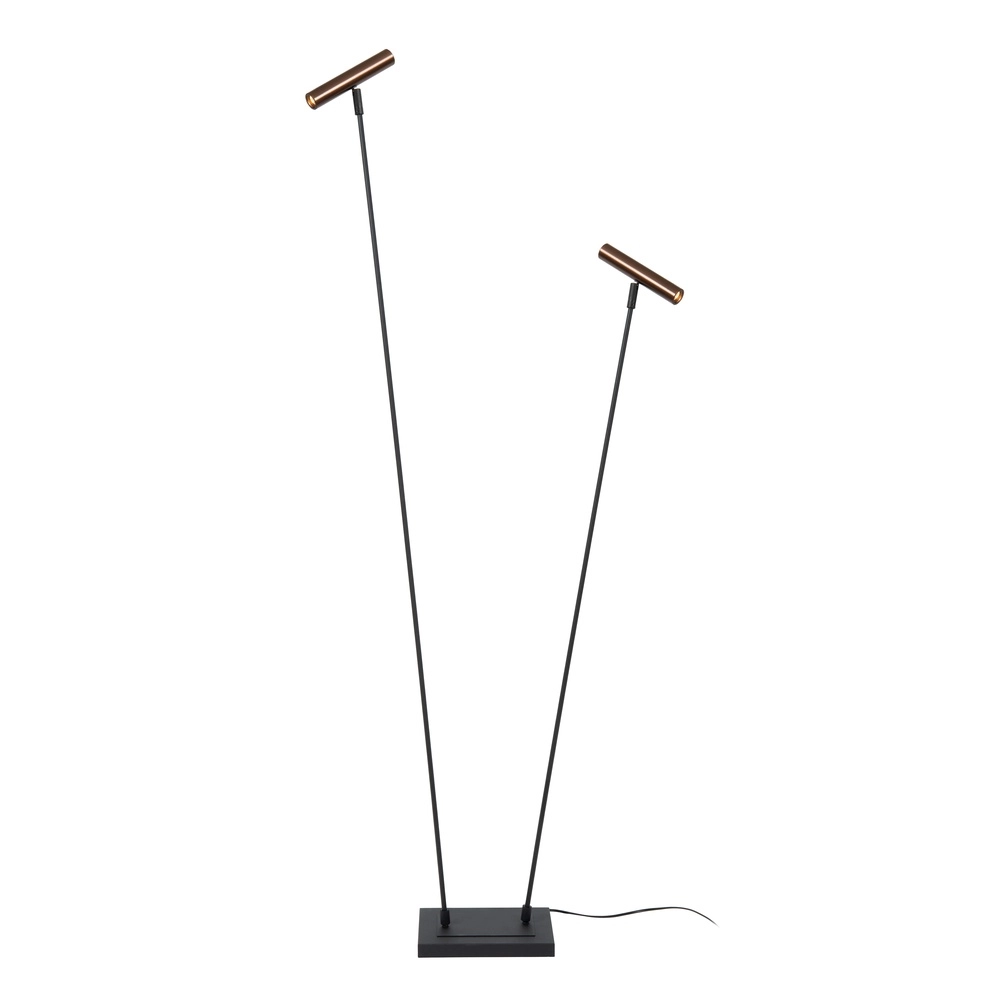 2-light floor lamp Duarte black with coffee brown Lucide Vibes 5411212032201