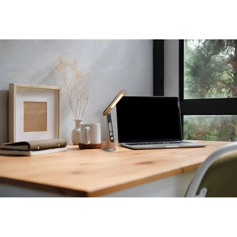 Desk lamp Averie wood with clock Globo 9007371471720