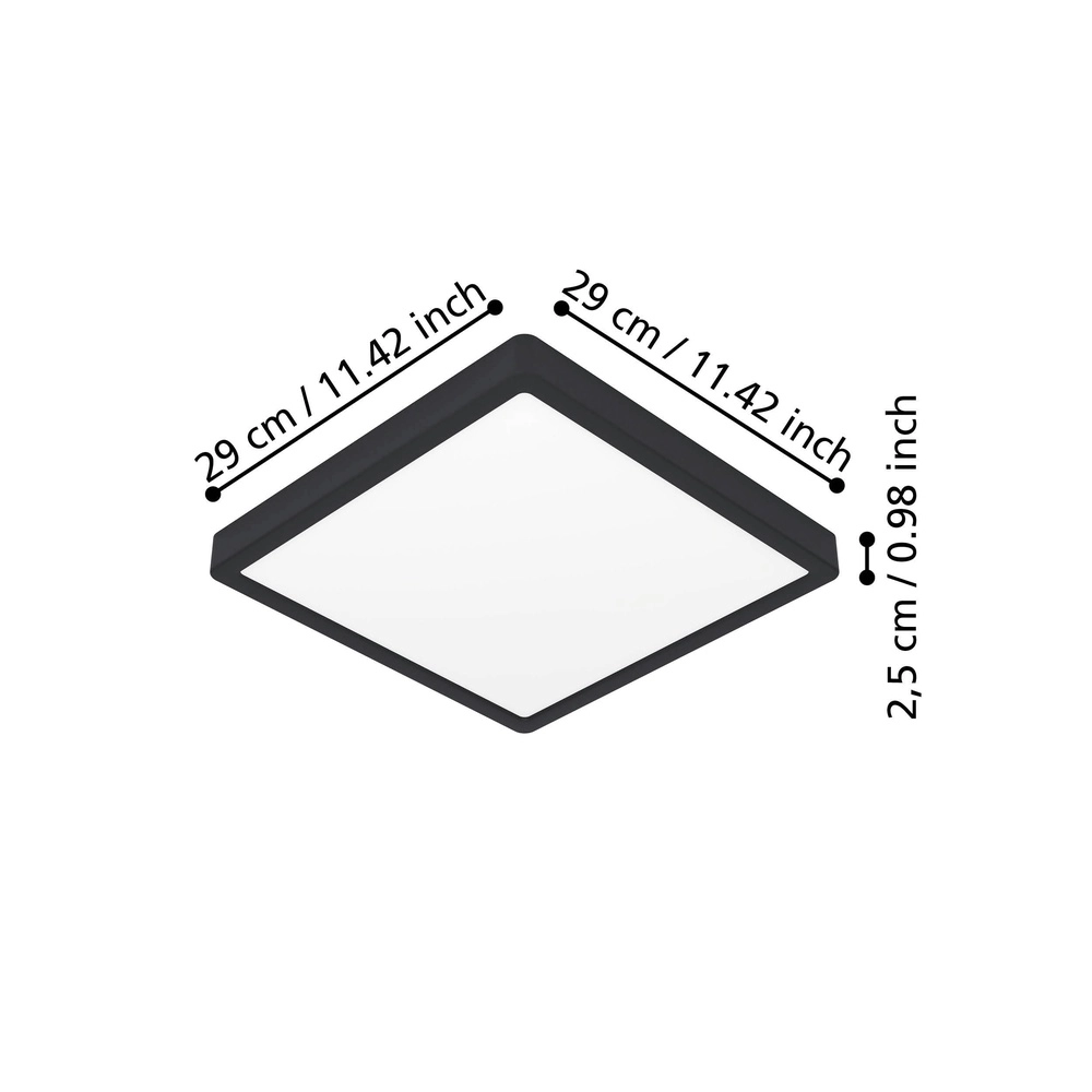 Led ceiling light Fueva 6 Square - Black - 29x29cm Eglo 9008606330126