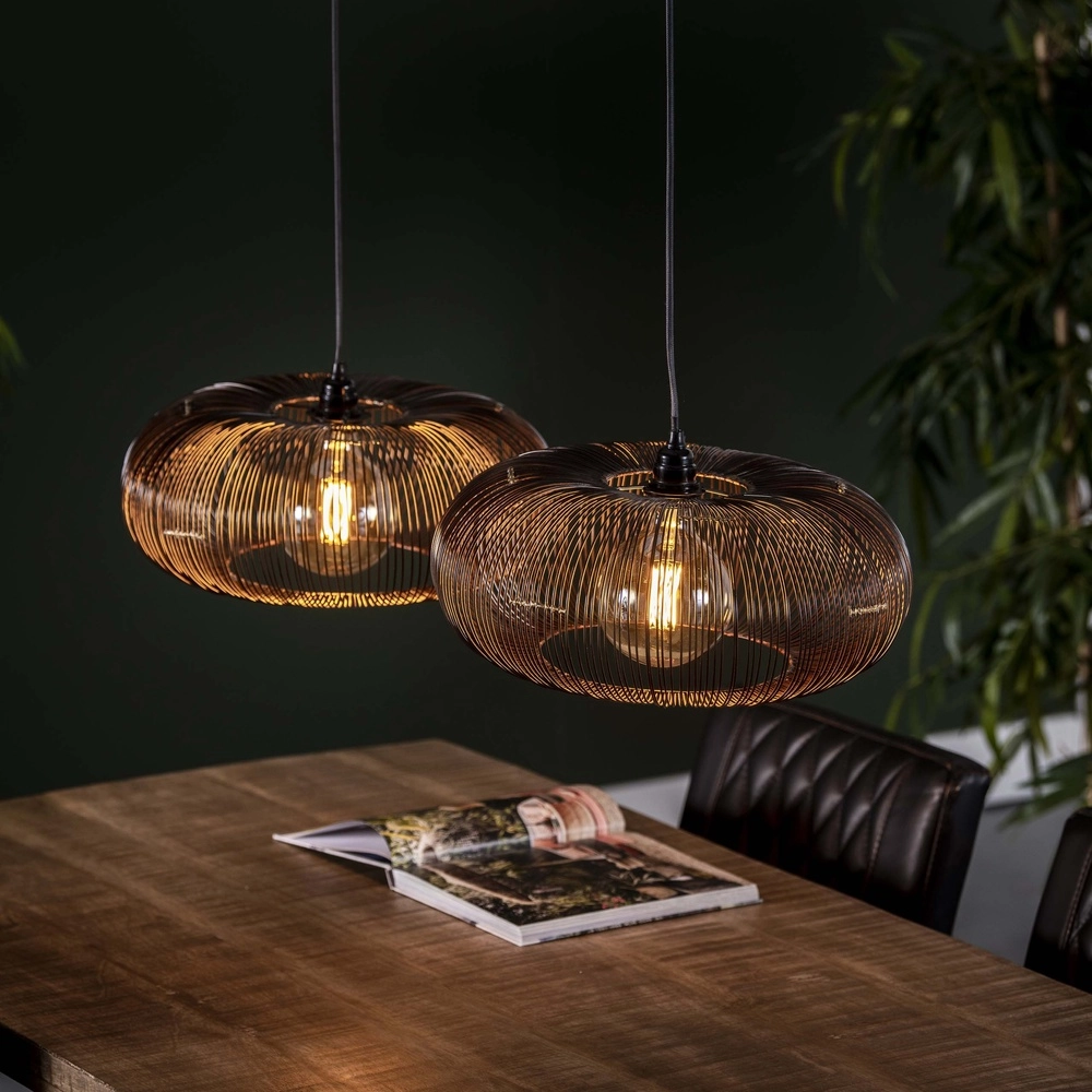 2-light pendant lamp Copper Ø 43cm - black nickel