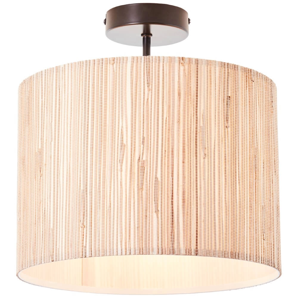 Ceiling lamp Wimea seagrass with bronze brown