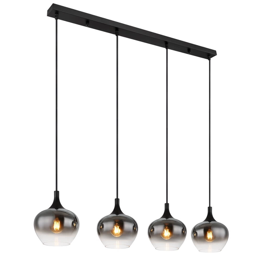 Black pendant lamp Maxy 4-light straight